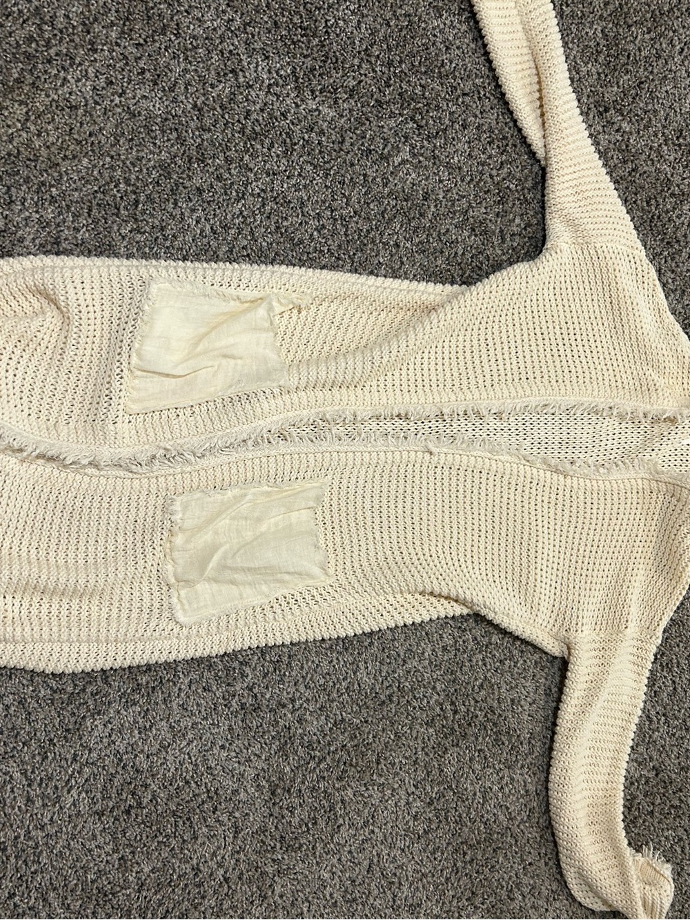 Free People Cream Open-Weave Longline Cardigan
